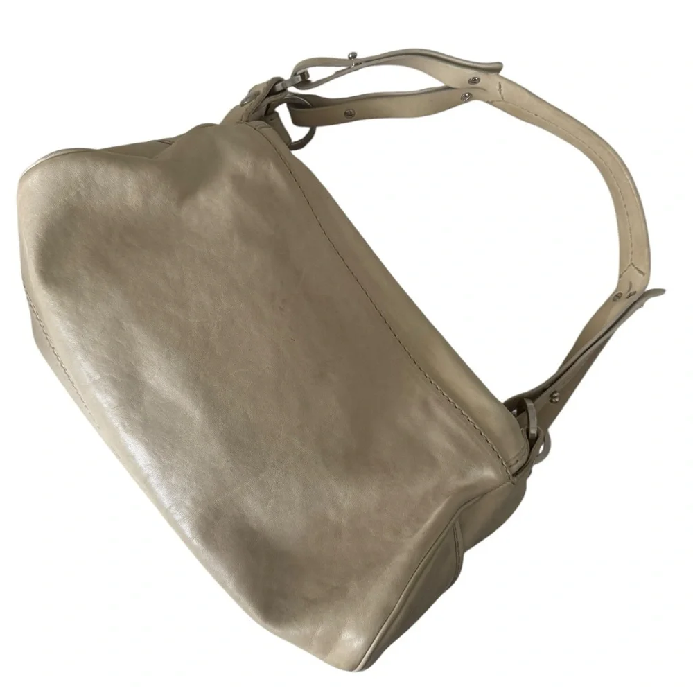 Hogan Ivory Authentic Leather Women's Bag with Wooden Accent